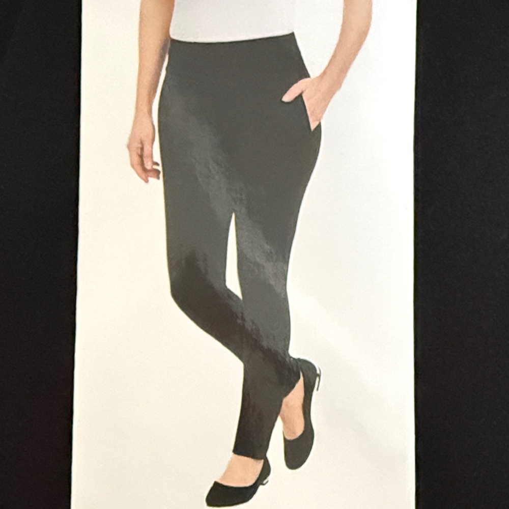 Dalia Women's Black Mid rise Pants with built in tummy control. NWT.
